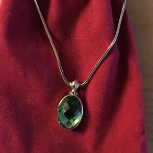 Green Crystal Pendant on 16 inch Chain